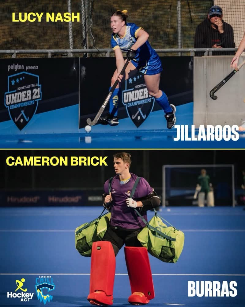 Hockey ACT Instagram post announcing the U21 selections of Lucy Nash and Cameron Brick